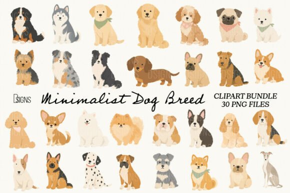 Download Minimalist Cute Dog Breed Clipart Bundle - Cute Collection