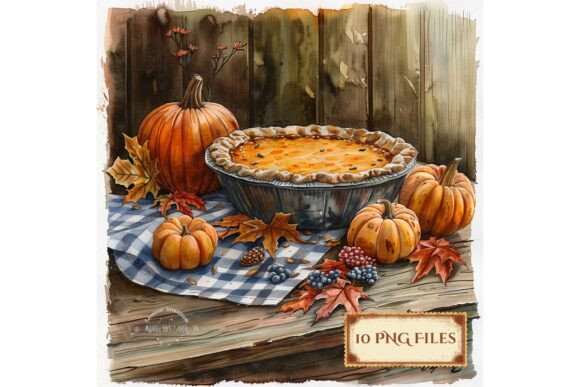 Download Autumn Pumpkin Pie Watercolor Scrapbook - Pie Collection