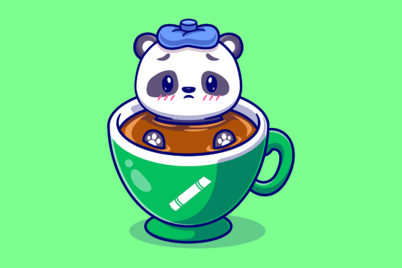Download Cute Panda Fever in Coffee Cartoon - Cute Collection